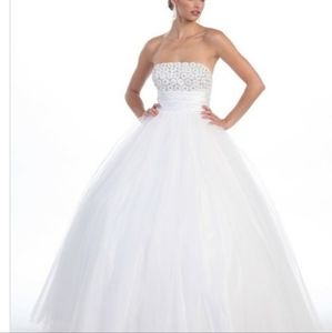New White Ballgown Tulle Sequins quinceanera wedding medium